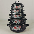 5-Piece Black Enamel Cast Iron Cookware Set – Casserole & Cooking Tools