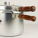 Premium Stainless Steel Pressure Cooker – Double Body, Wooden Handle, Heavy-Duty (9L, 11L, 13L)