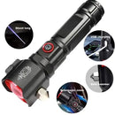 High-Power LED Flashlight | Side Light, Tungsten Steel Hammer Tip & Safety Belt Cutter