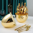 ✨ 24-Piece Gold Stainless Steel Cutlery Set 🍴 | Luxury Dinnerware with Elegant Golden Storage Holder 🏆 | Perfect for Home, Parties & Gifts | Five Star Wholesale